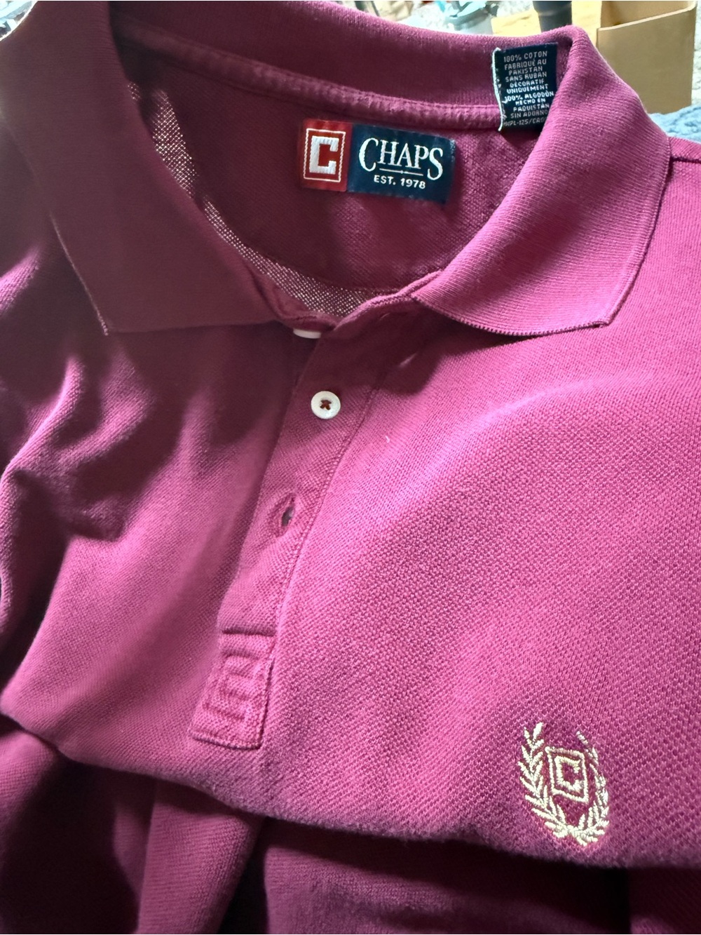 Chaps - Men's Wine long sleeve Polo Shirt (xl)